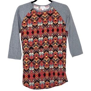 New - Lularoe Randy Baseball Tee Aztec Red, Yellow, Blue, Ivory & Black Size S